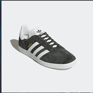 ADIDAS GAZELLE DARK GREY, GOLD, WHITE SNEAKERS